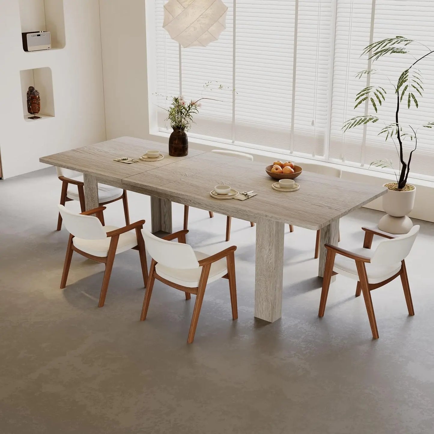 Extendable Oak Rectangular Dining Table Modern Kitchen