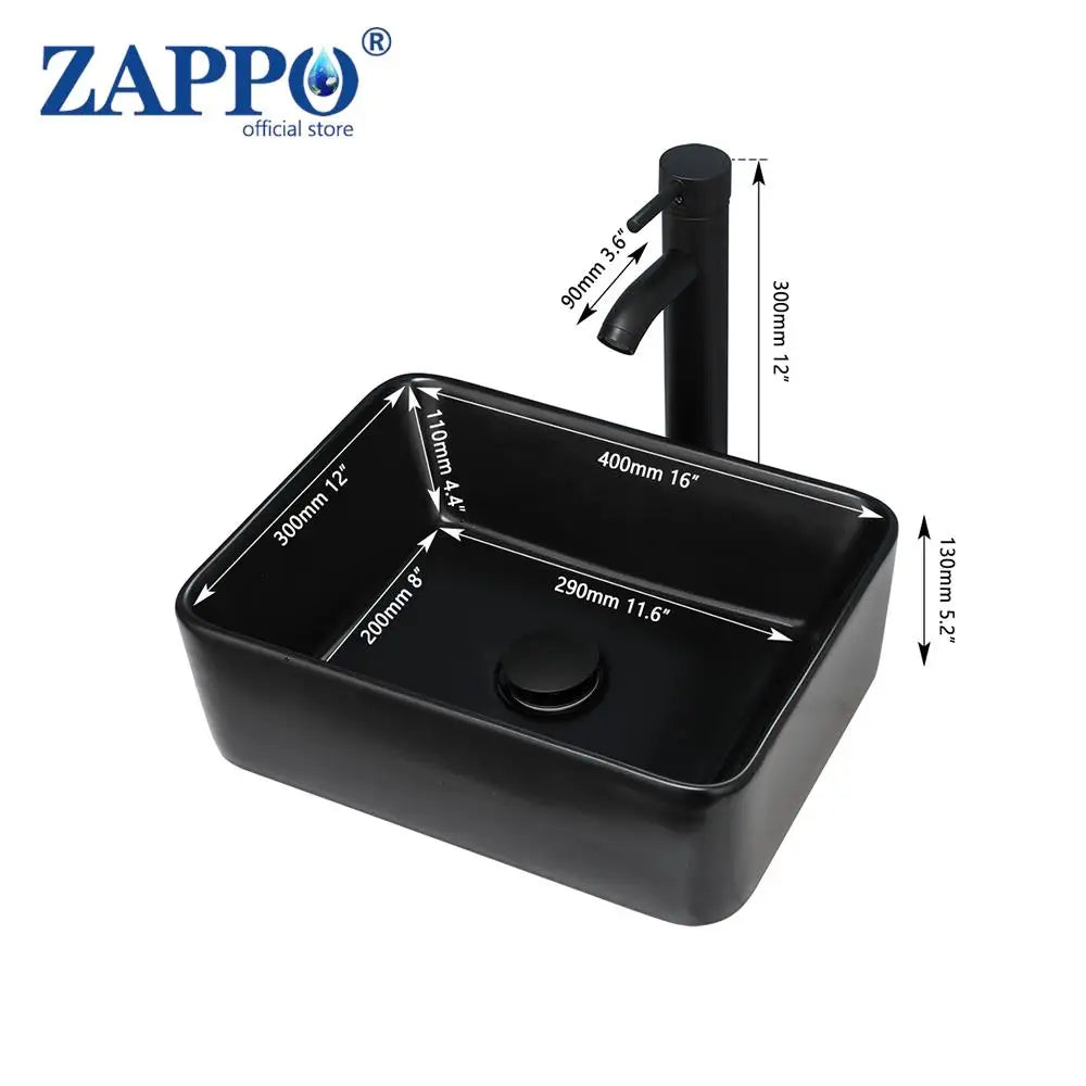 Torayvino Square Ceramic Vessel Sink Set Above Counter Faucet