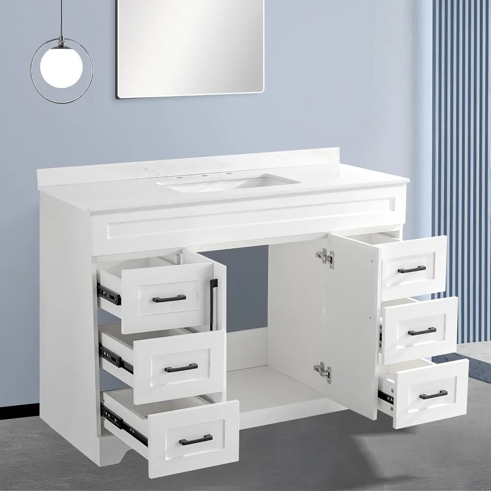 MKDK Modern Freestanding Bathroom Vanity With Six Drawers