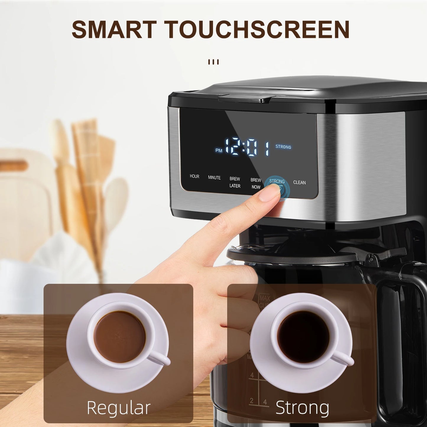 Yabano Programmable Drip Coffee Maker With Iced Coffee Function Touch Screen