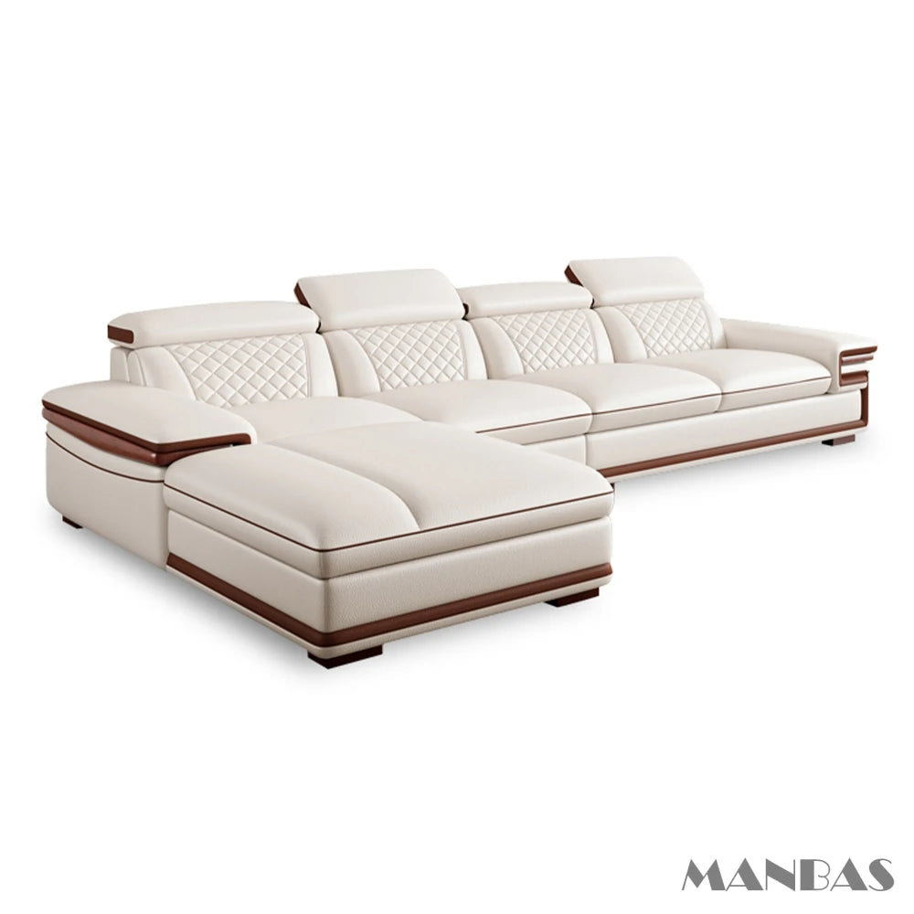 MINGDIBAO Italian Leather Sofa Set With Adjustable Headrests Bluetooth Speaker