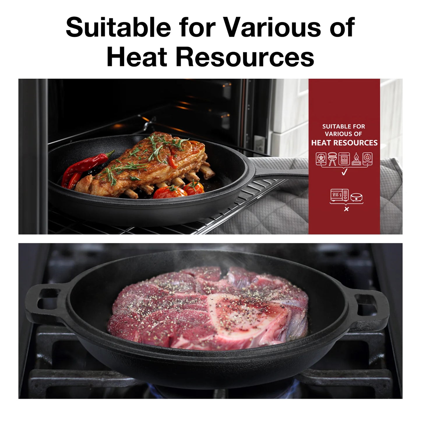 Preseasoned Cast Iron Dutch Oven and Skillet 2in1 Combo