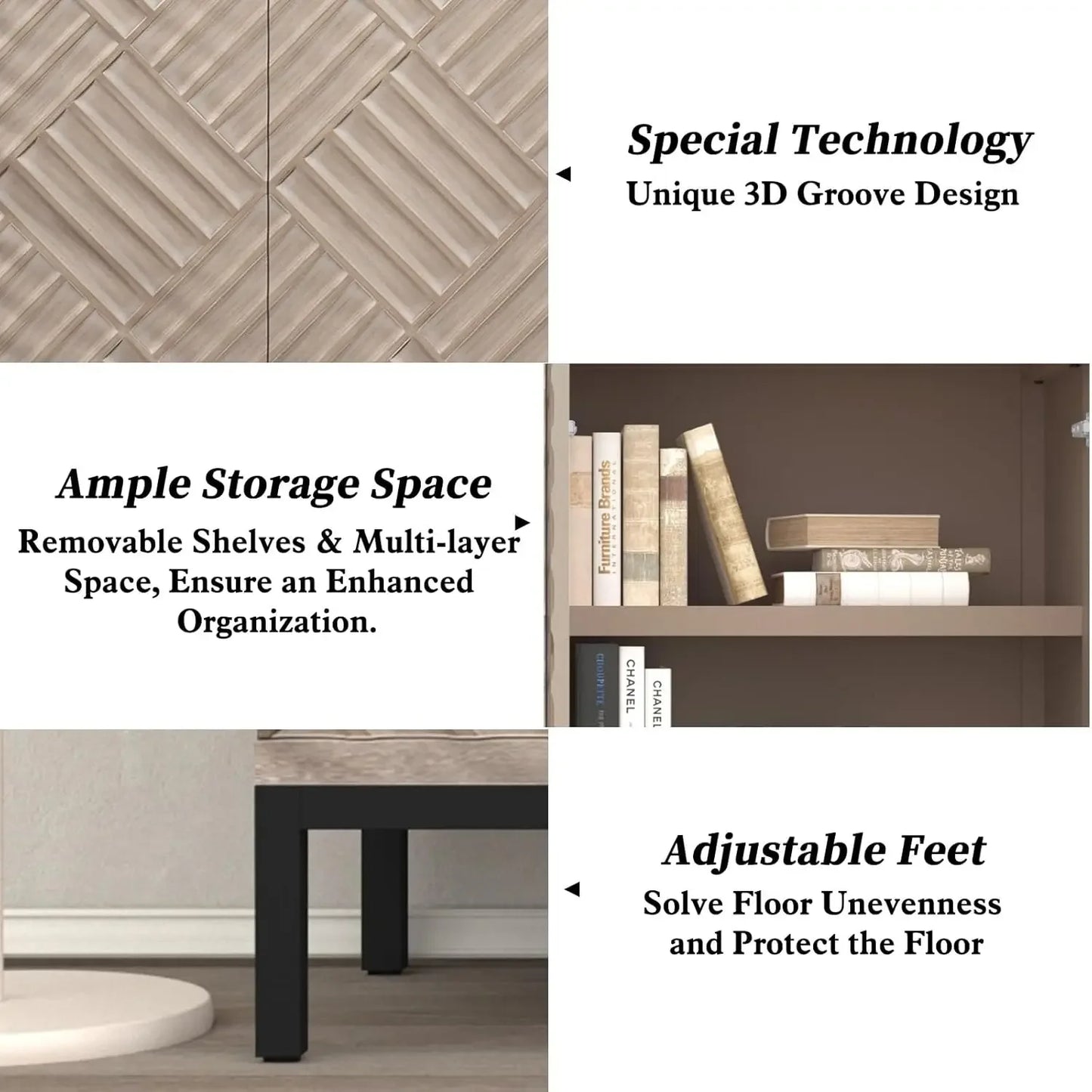 XMSJ Modern Buffet Cabinet With Doors And Shelves Storage