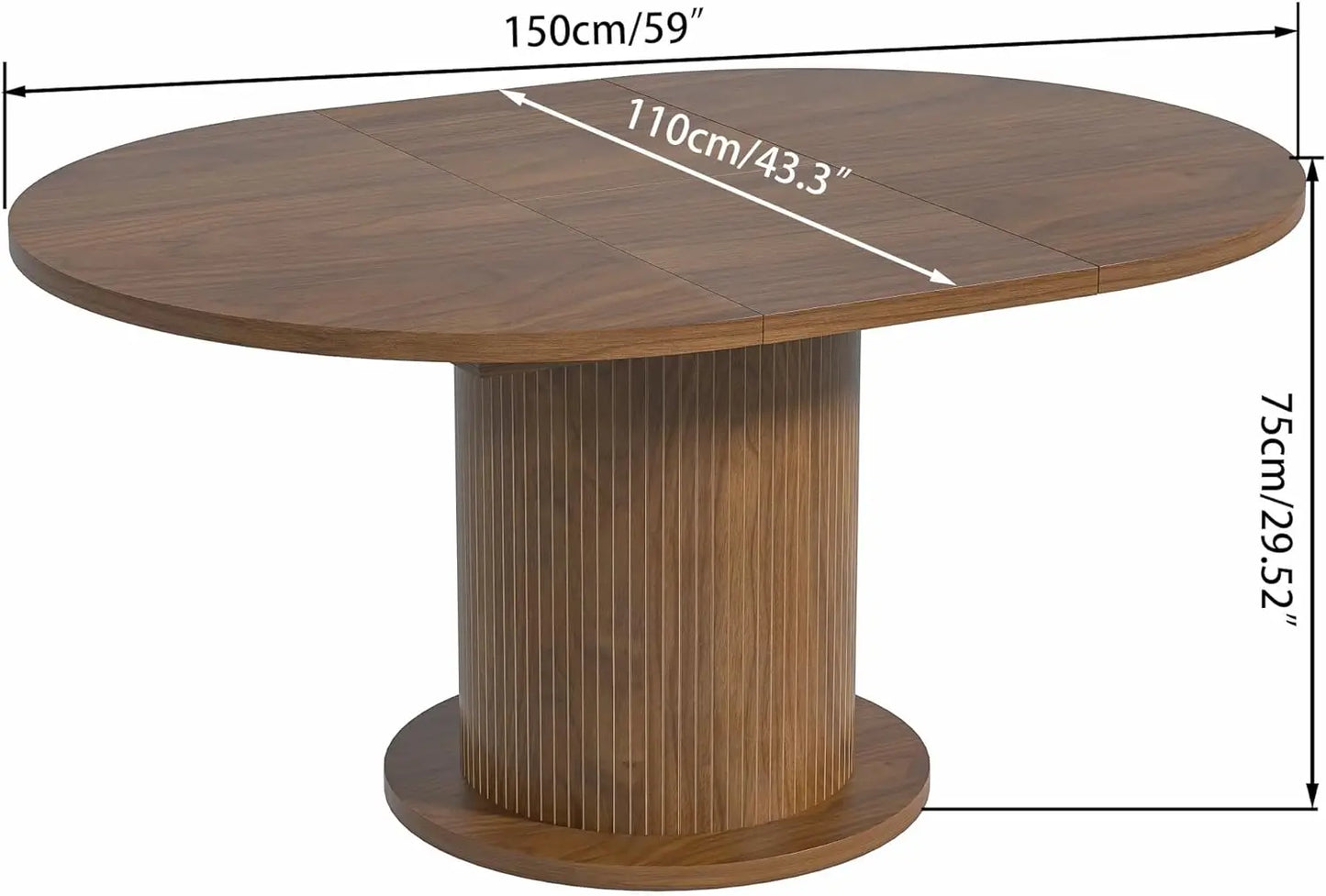 XMSJ Round Dining Table For 6 With Wood Strip Base