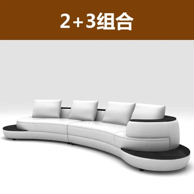MANBAS Top Grain Leather Corner Sectional Sofa Arc Set