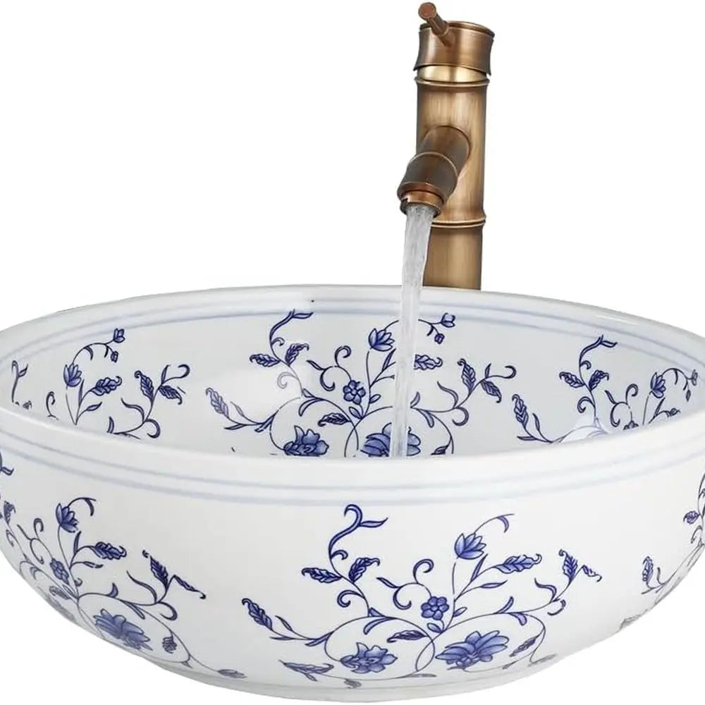 Ceramic Vessel Sink With Faucet And Drain For Bathroom Vanity
