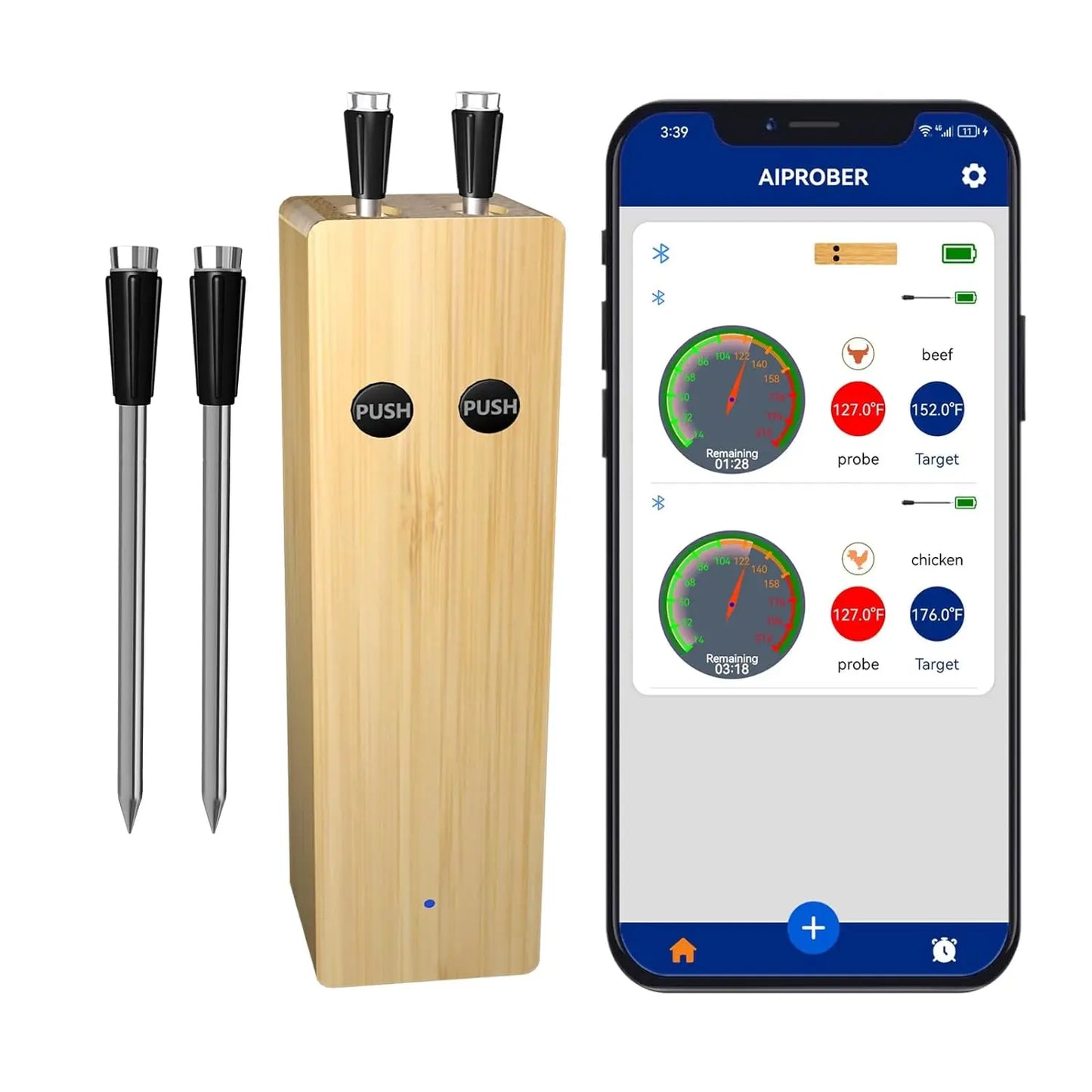 NONECN Smart Wireless Bluetooth Meat Thermometer With 500 Foot Range