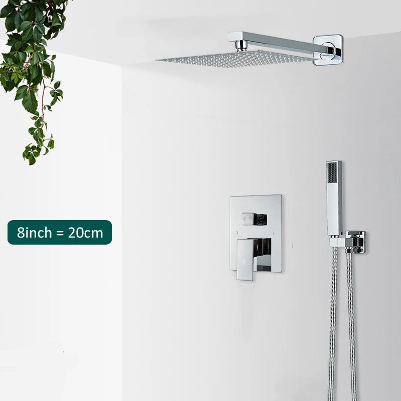 Quyanre Concealed Shower Faucet System 2 Way Rainfall Mixer