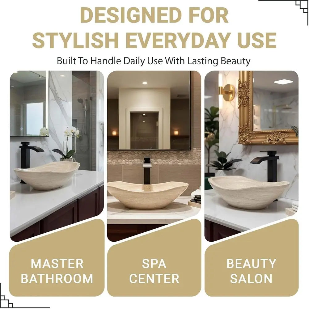 Elegant Oval Travertine Sink for Contemporary Vanity