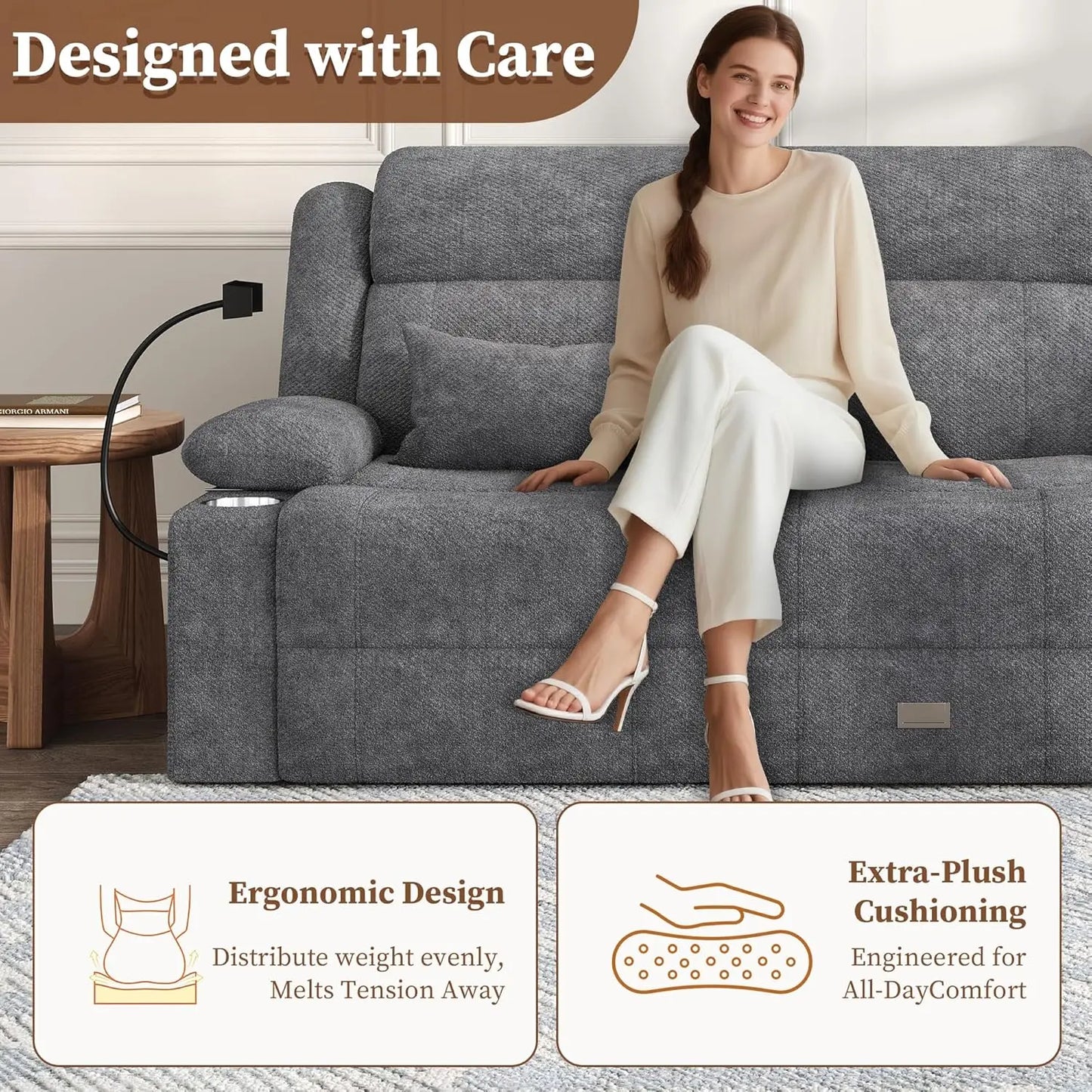 Dawer Home Theater Seating RV Reclining Sofa With USB