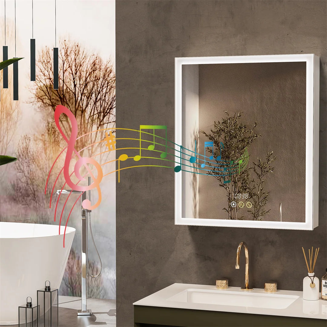 LUVODI Bluetooth Bathroom Mirror Cabinet With LED Defog