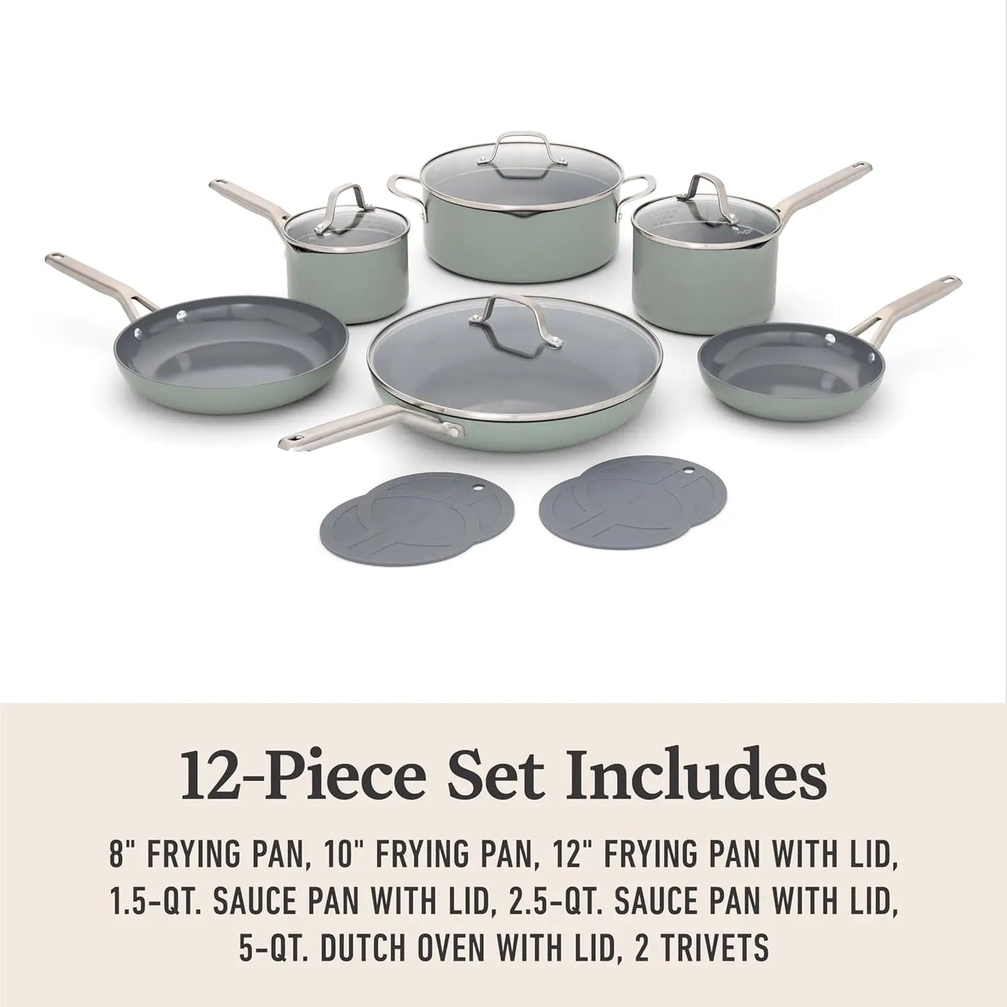 XMSJ Ceramic Nonstick Cookware Set Aluminum Construction