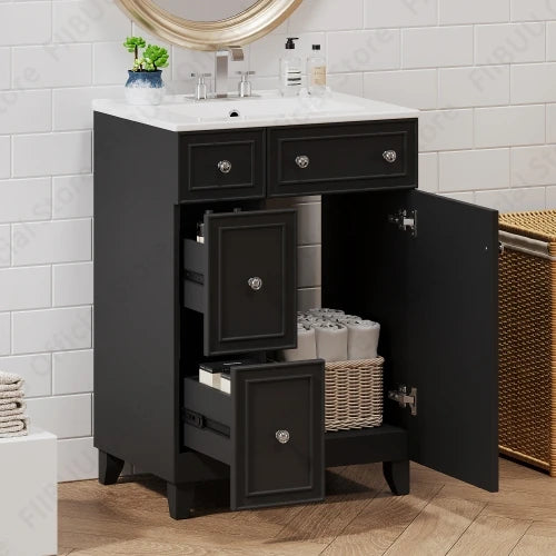 FIIBUU Ceramic Sink Vanity Cabinet With Two Drawers