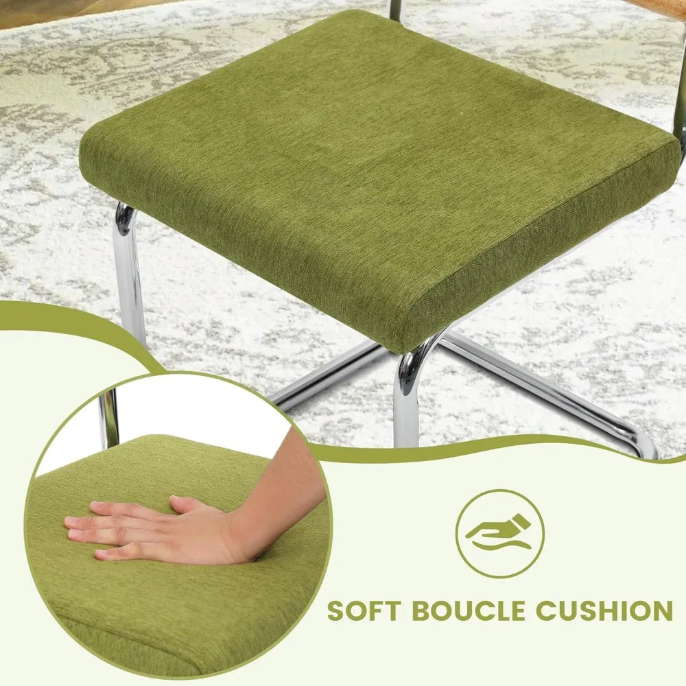 Dining Chairs Set Of 2 Modern Rattan Chrome Frame