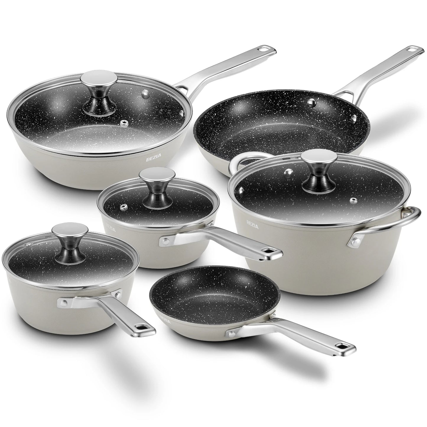 Bezia Induction Cookware Set Nonstick Pots and Pans