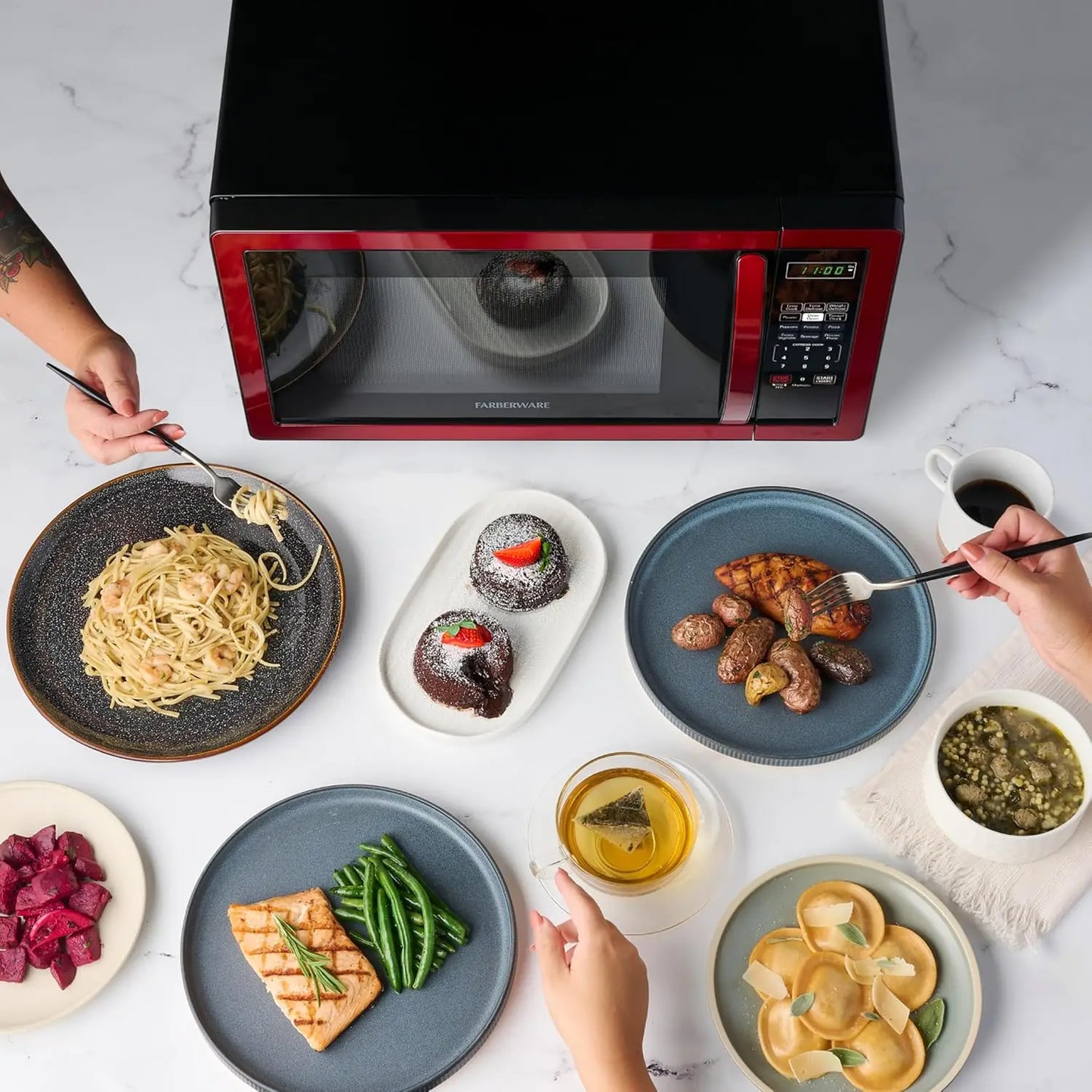 XMSJ 1000W Countertop Microwave Auto Cook Defrost Child Lock