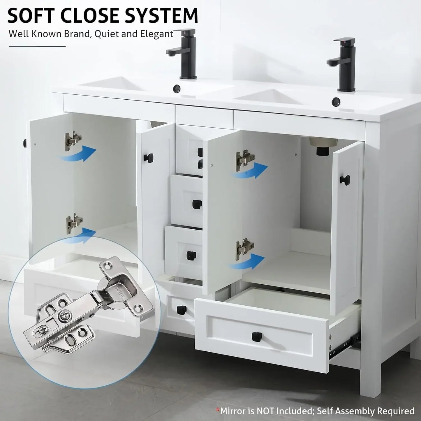 XMSJ Bathroom Vanity Cabinet With Undermount Double Sink Thickened Wood