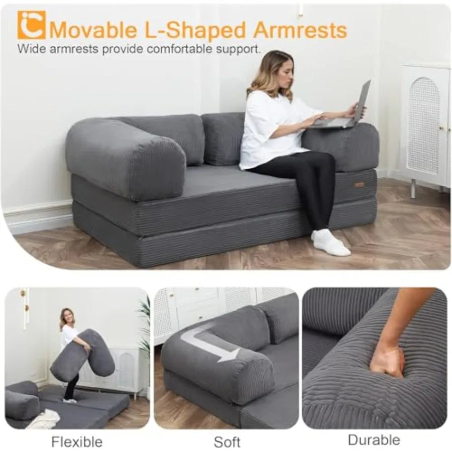 Futon Sofa Bed 4-In-1 Floor Foldable Sofa Couch Sleeper