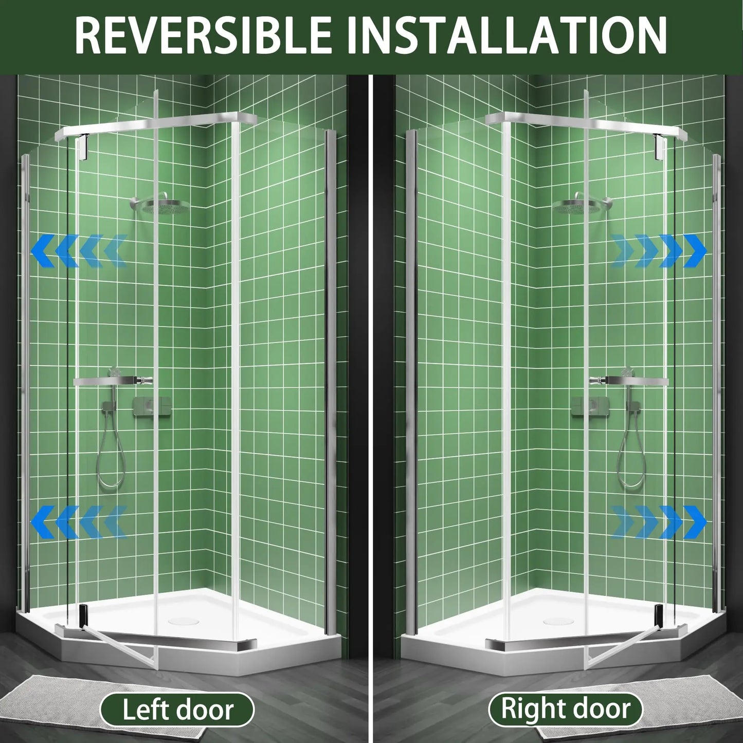 Sh.Kl Frameless Neo Angle Shower Enclosure Clear Glass Pivot Doors