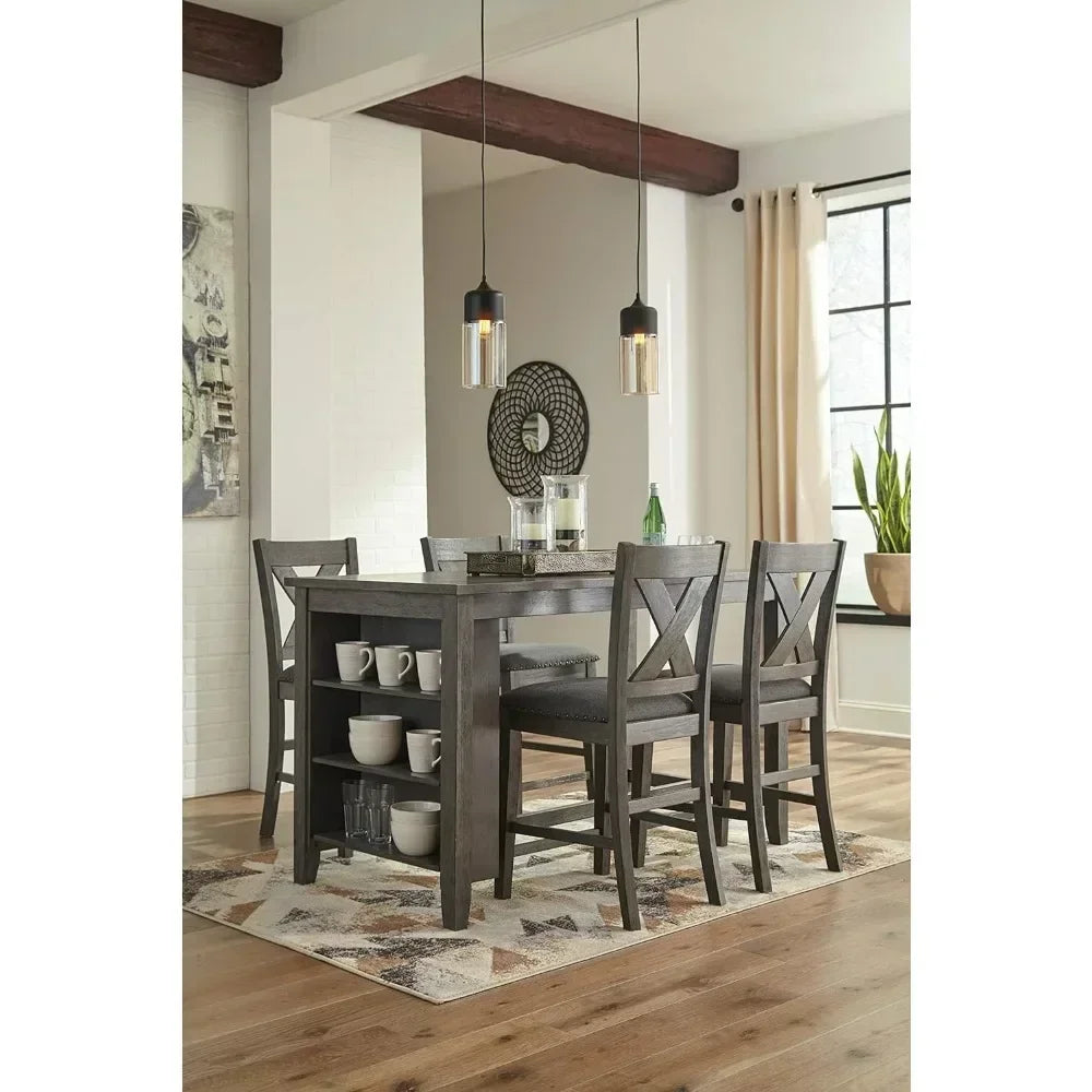 XMSJ Caitbrook Rustic Counter Height Upholstered Barstool Set 2