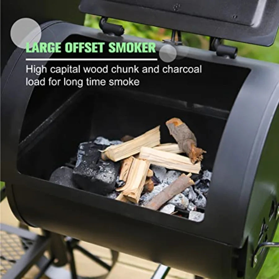 Heavy Duty Charcoal Wood Offset Outdoor Smoker Grill for BBQ
