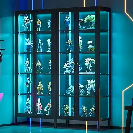 MKDK 5 Tier Glass Display Cabinet With LED Lighting