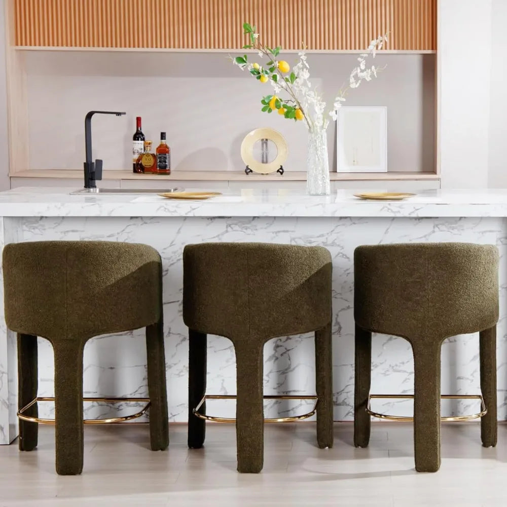 SUVE BEST Modern Barrel Bar Stools With Upholstered Back