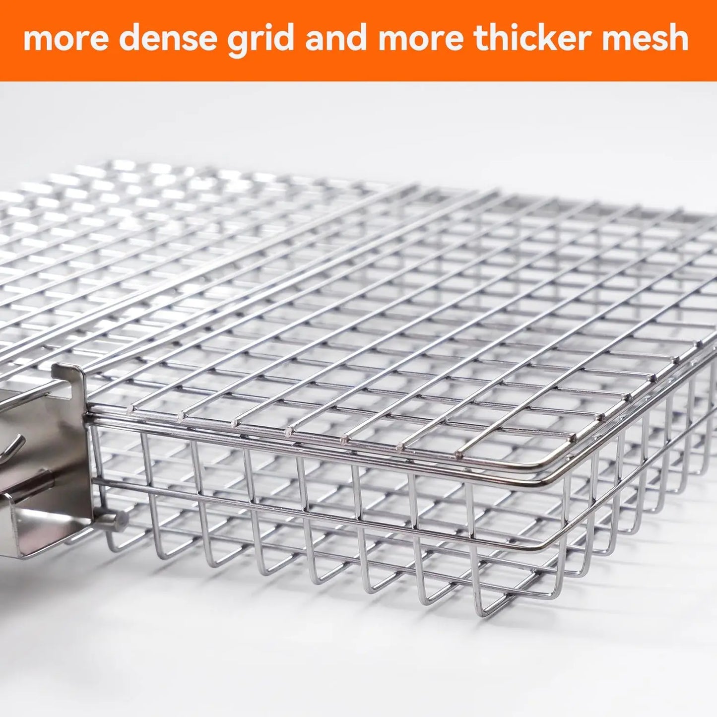 Stainless Steel Grill Basket With Removable Handle For Outdoor Cooking