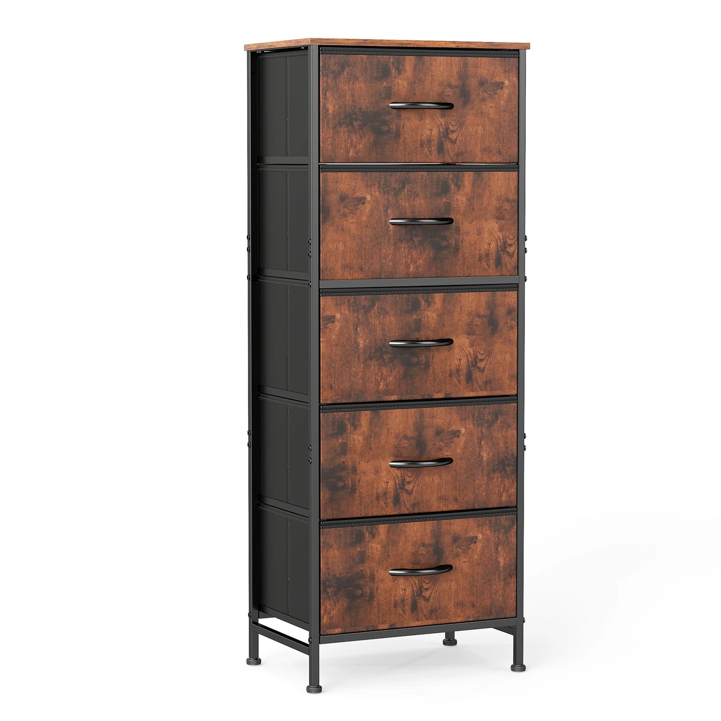 JHK Dresser With 5 Fabric Drawers Steel Frame Bedroom Furniture