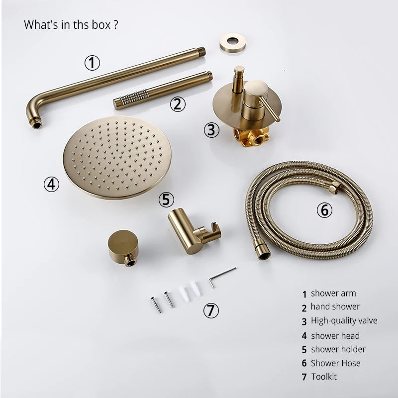 Bagnolux Brushed Finish Shower System With Wall Mounted Mixer Diverter