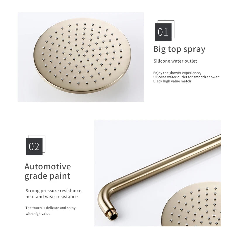 Bagnolux Brushed Finish Shower System With Wall Mounted Mixer Diverter