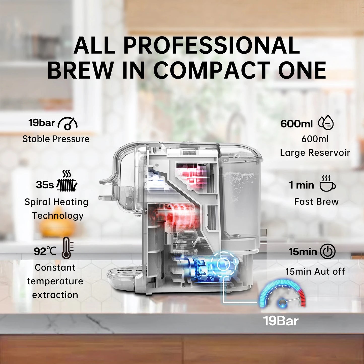 HiBREW 5 In 1 Capsule Coffee Machine Dolce Gusto Nespresso