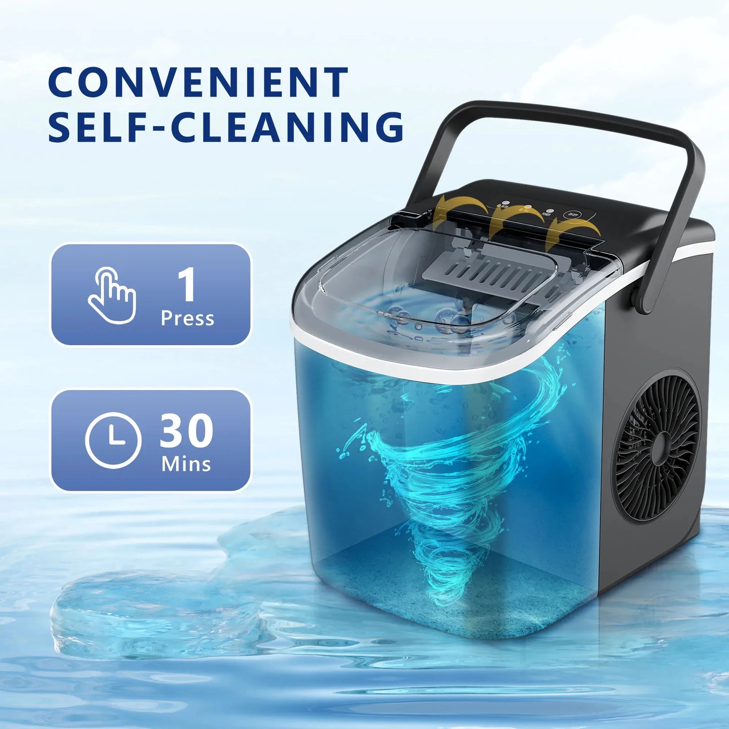EUHOMY Countertop Ice Maker with Bullet Ice and Auto Clean