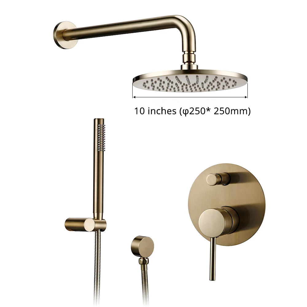 Bagnolux Brushed Finish Shower System With Wall Mounted Mixer Diverter