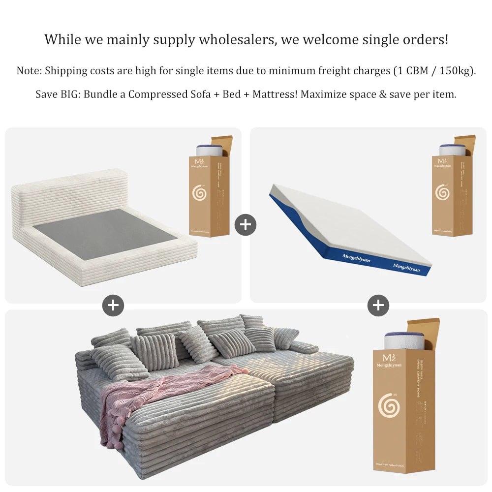 Mengzhiyuandesign Compression Sofa Set Sponge Chenille Foam Living Room