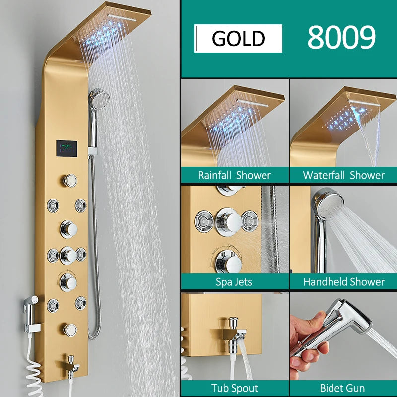 Quyanre LED Shower Panel With Six Functions And Jets
