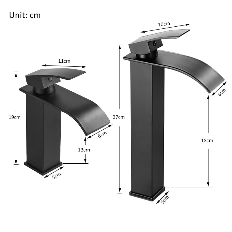 Quyanre Basin Faucet Waterfall Single Handle Hot Cold Mixer