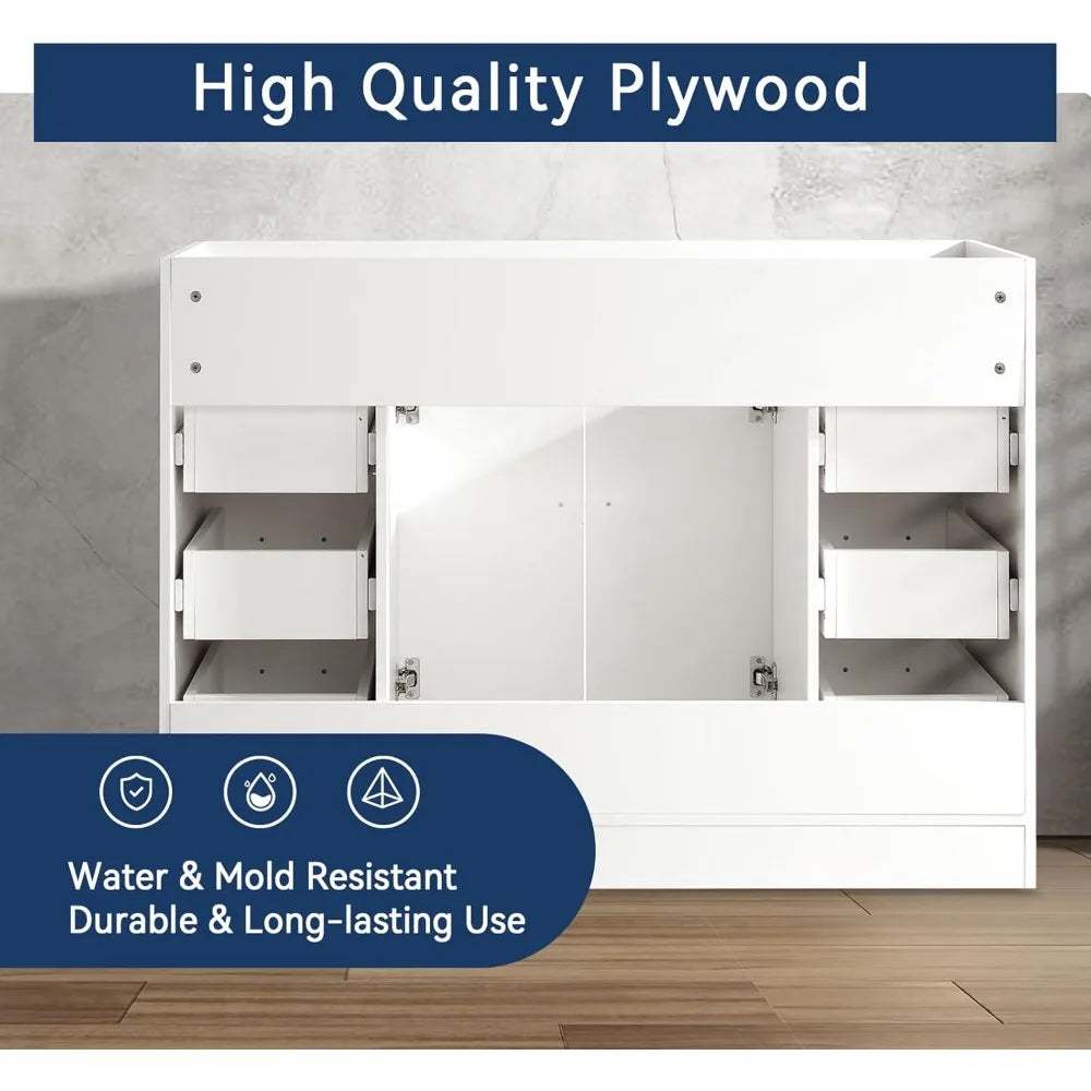 MKDK Modern Freestanding Bathroom Vanity With Six Drawers