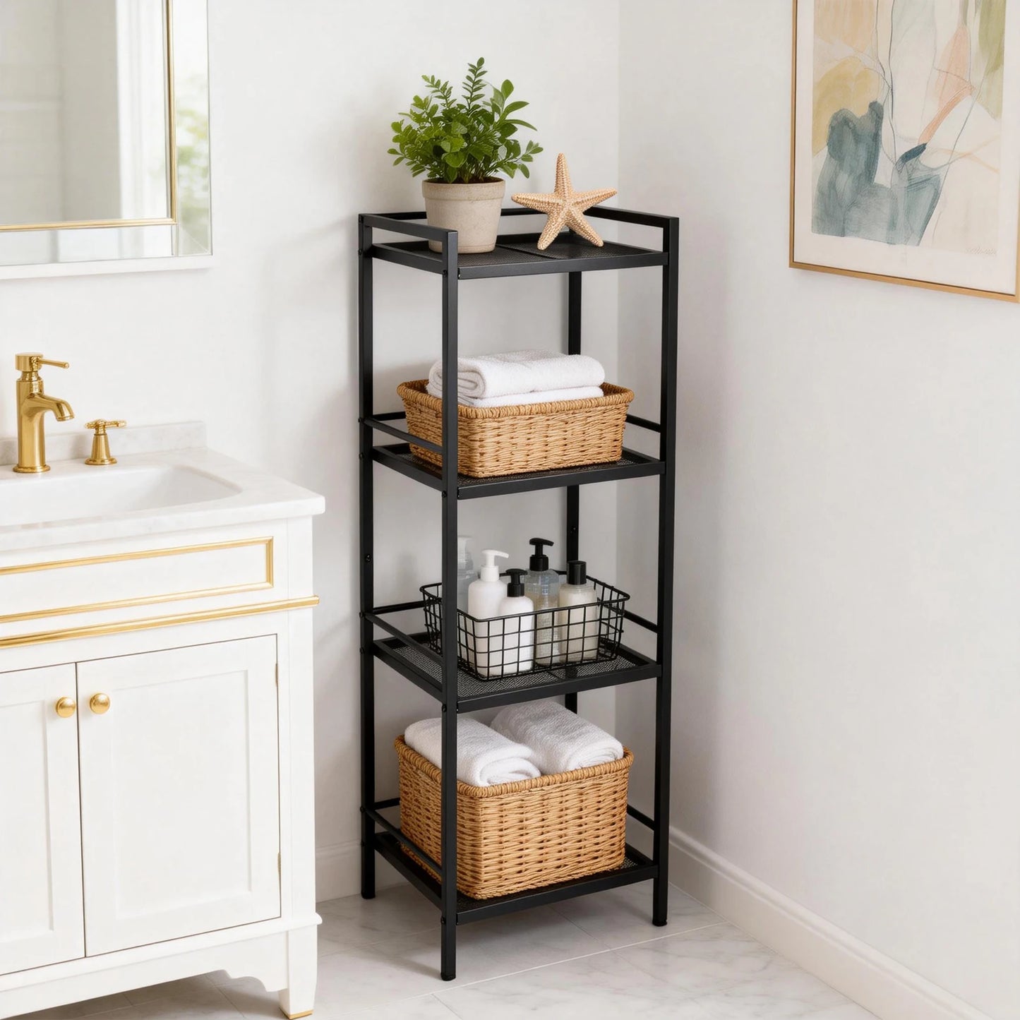 HiMISS 3 Tier Ladder Bathroom Storage Shelf Organizer