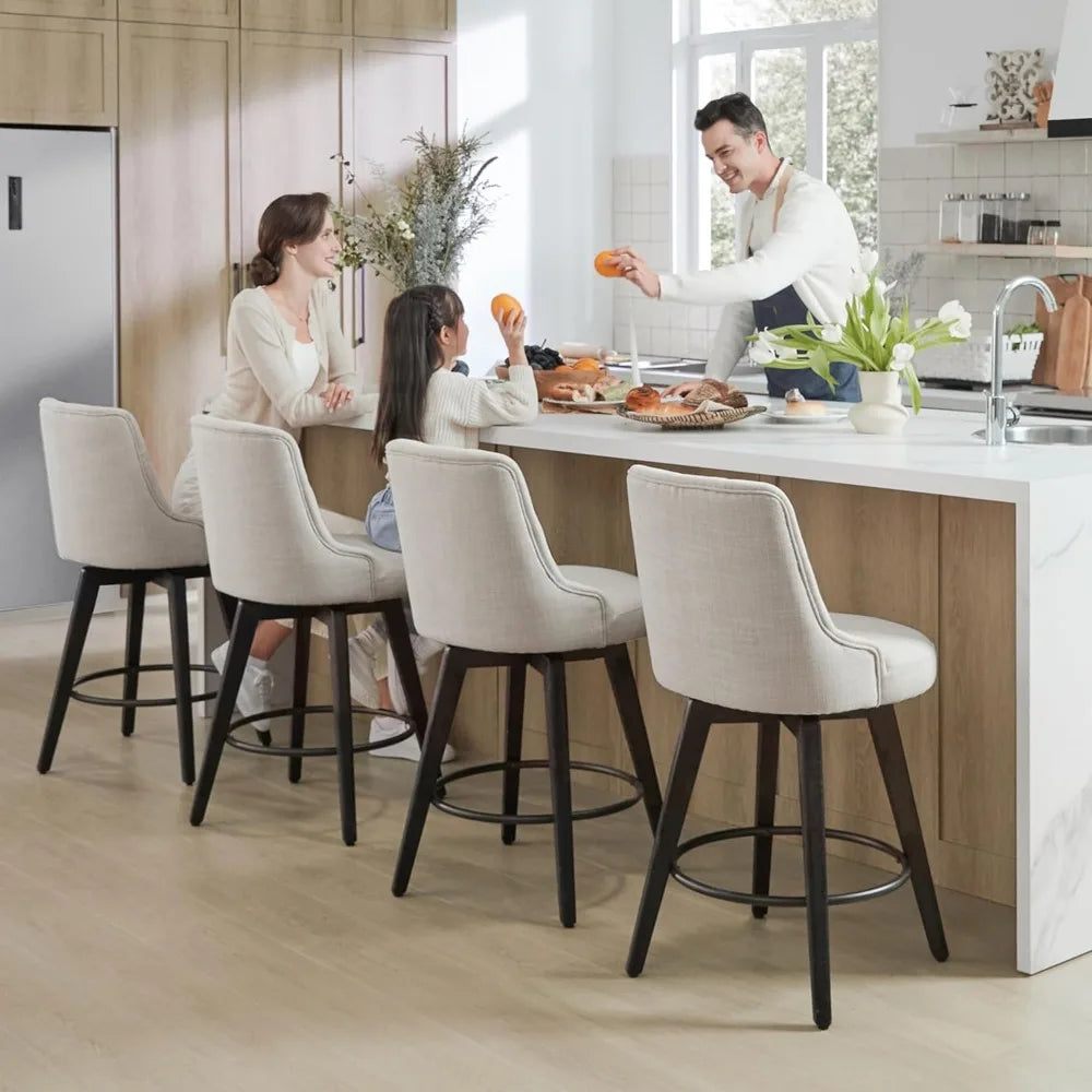Zhuxiang Modern Swivel Bar Stools With Back Upholstered Fabric