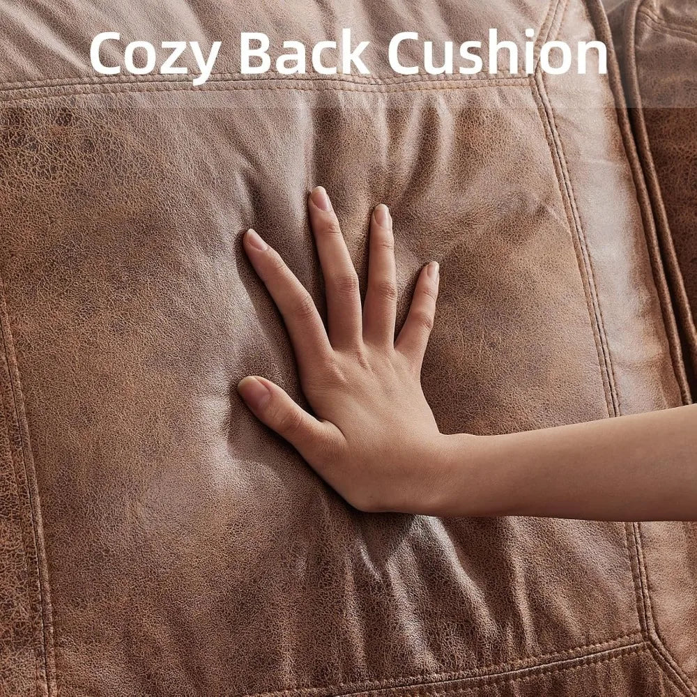 ZHUXIANG Faux Leather Sofa Modern Mid Century Living Room Couch