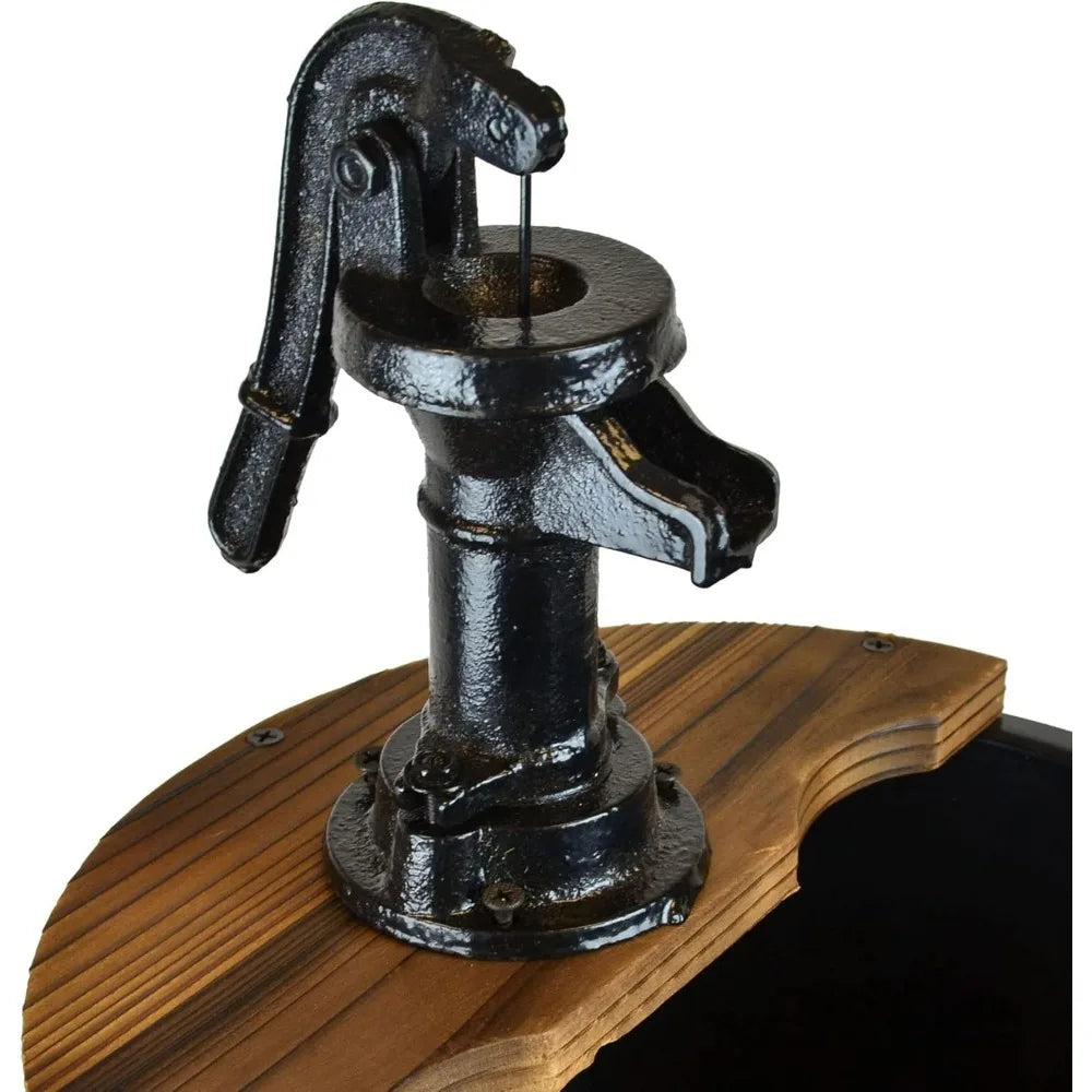 Pier Surplus Wood Barrel Fountain With Pump For Outdoors