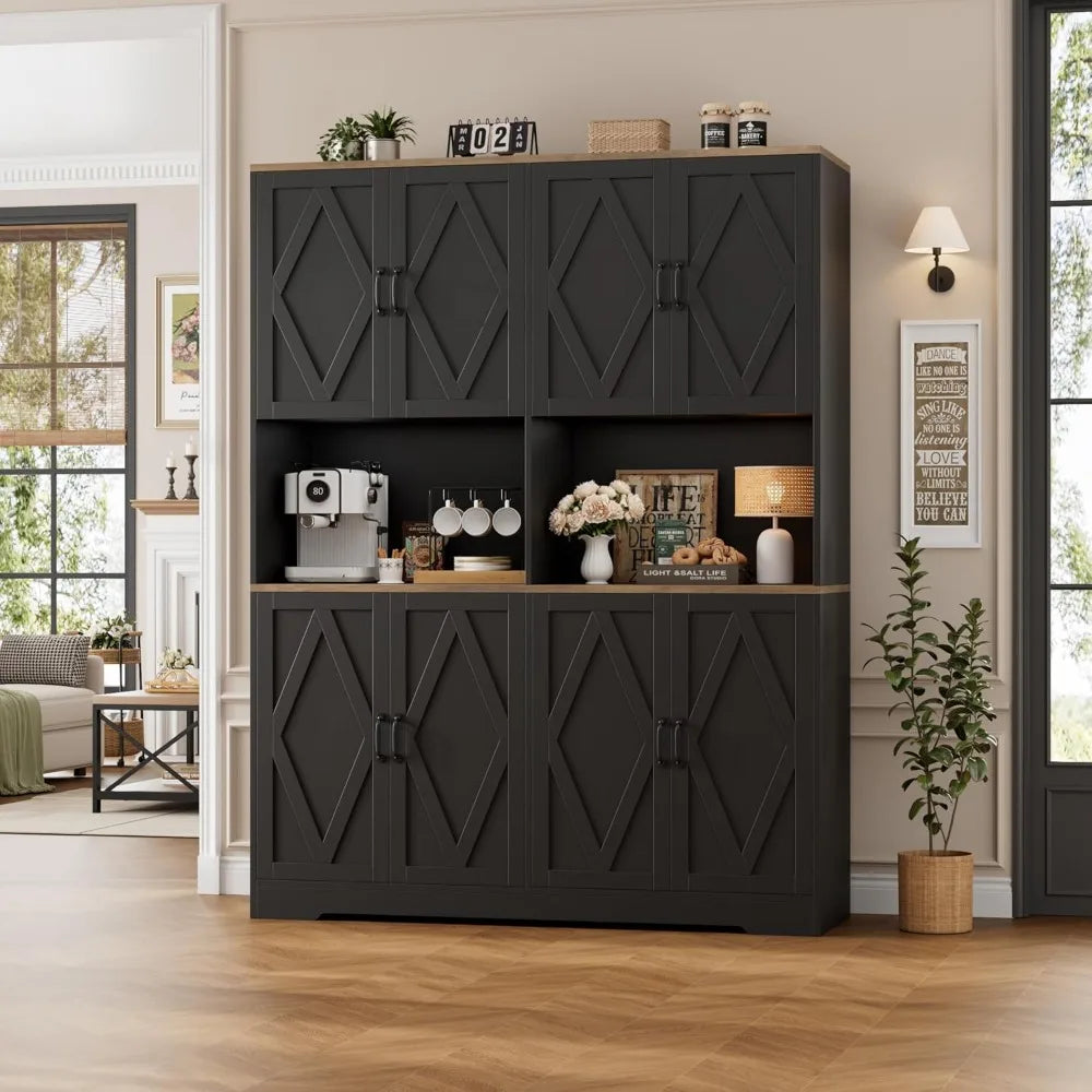 DAFIFY Freestanding Pantry Cabinet With Microwave Stands Farmhouse