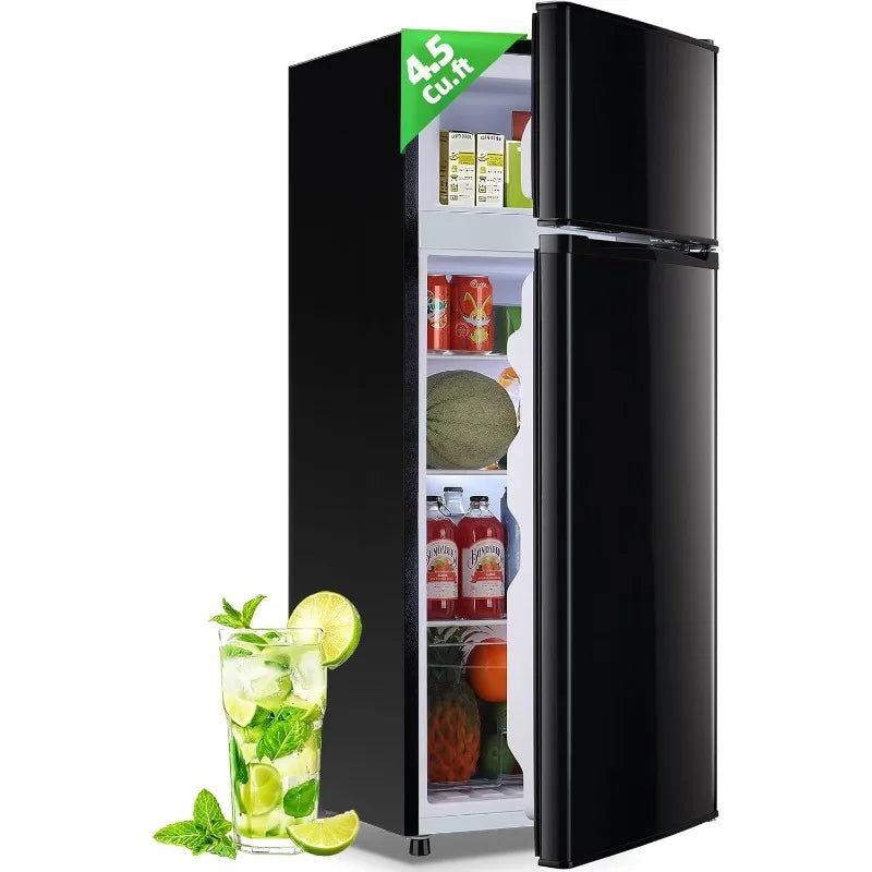 Demulelr Mini Refrigerator With Freezer Two Door Fridge
