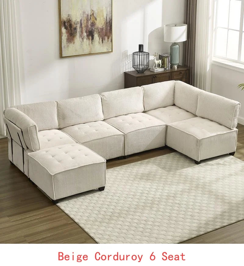 Modular U-Shaped Sectional Sofa With Reversible Chaise For Living Room