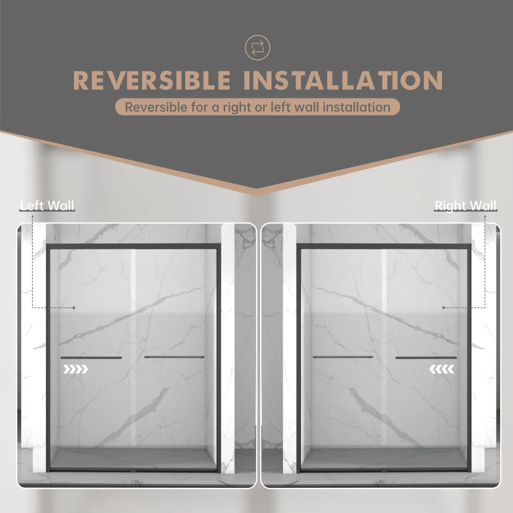 Aluminium Double Sliding Shower Door Tempered Glass