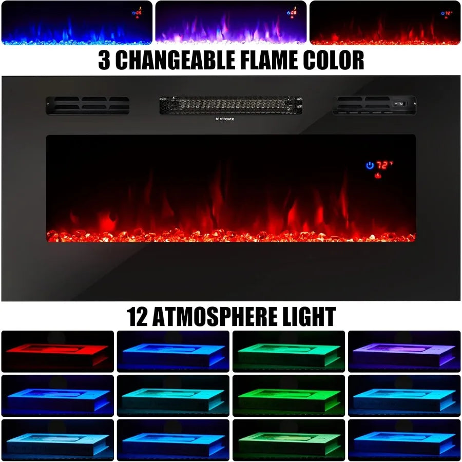 Amerlife TV Stand With Fireplace LED Entertainment Center