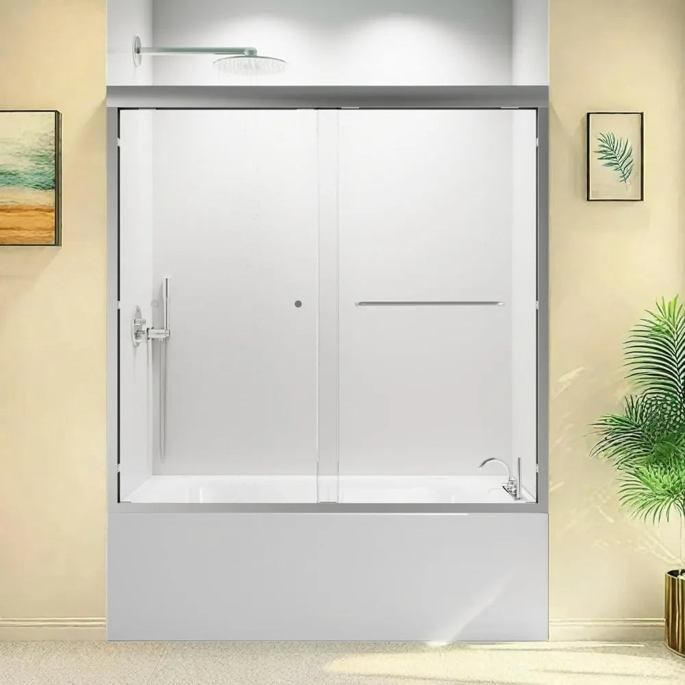UbMelt Semi Frameless Double Sliding Shower Door With Tempered Glass