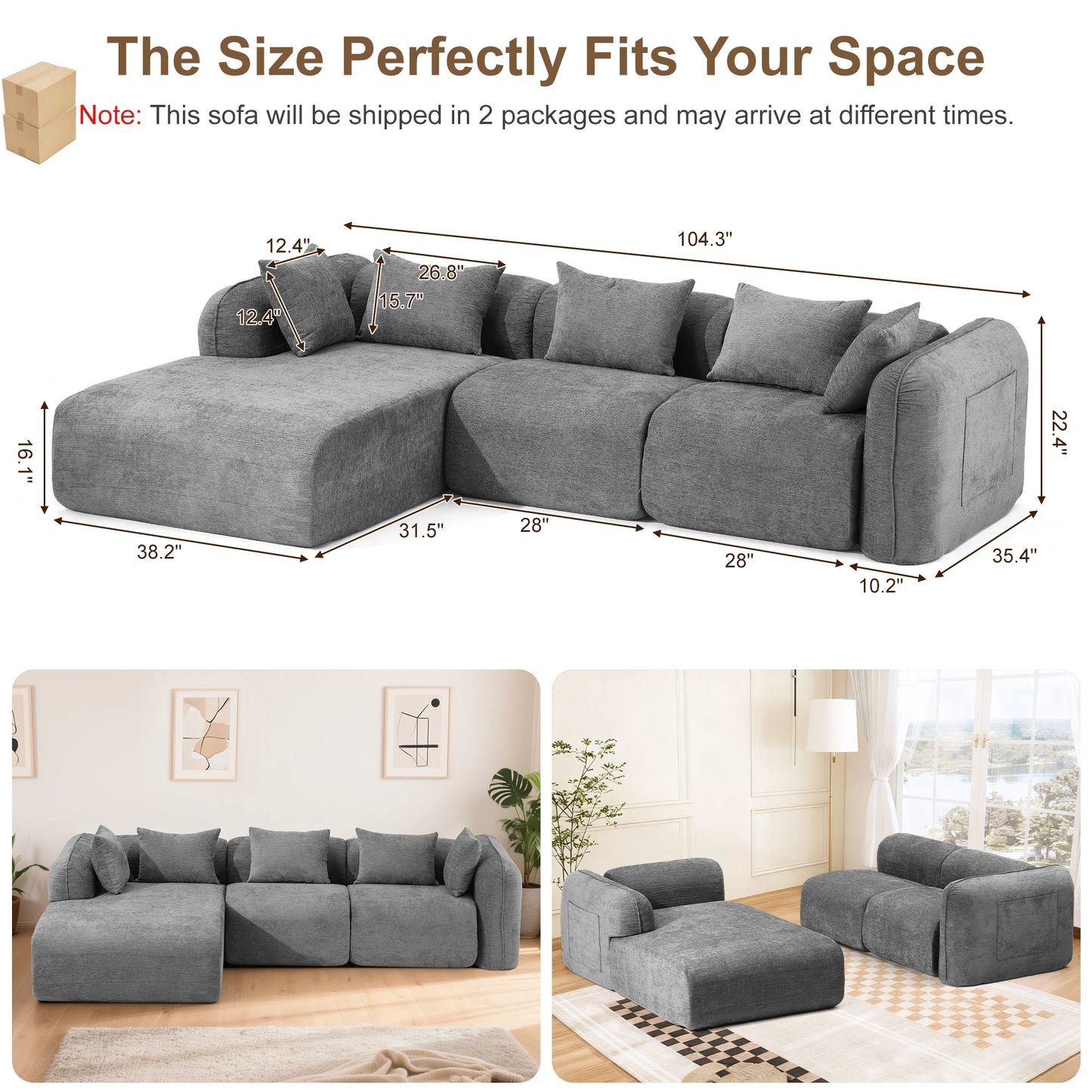 Redlife Sherpa Modular Cloud Sofa No Assembly Sectional