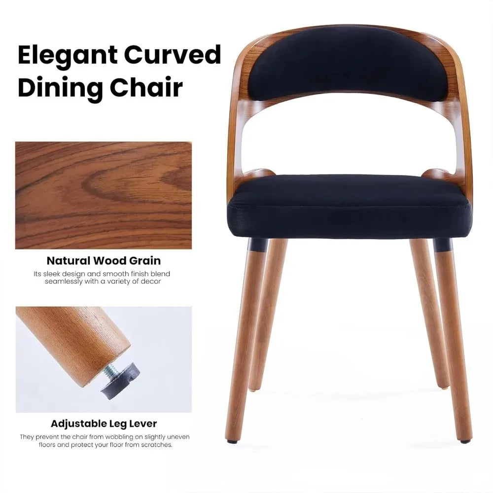 CHENGWEI Modern Wood Dining Chairs Set With Curved Backrests